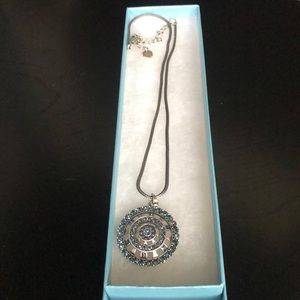 Denim Medallion Necklace
